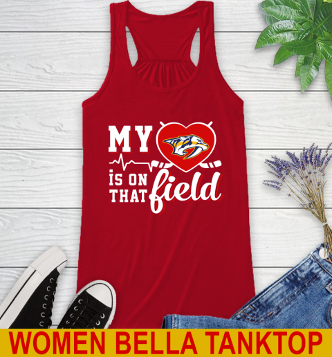 NHL My Heart Is On That Field Hockey Sports Nashville Predators Racerback Tank - Image 5