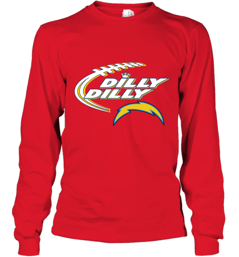 NFL Los Angeles Chargers Dilly Dilly Football Sports 6nN7k388RU7 long sleeve tee 14 95 151514 front red