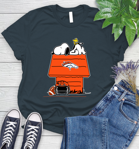 Denver Broncos NFL Football Snoopy Woodstock The Peanuts Movie Women's T-Shirt 8