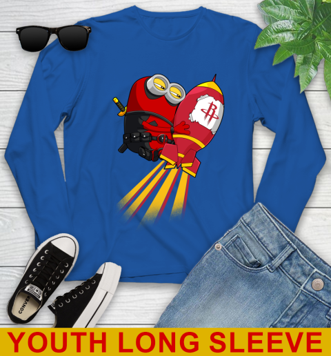 NBA Basketball Houston Rockets Deadpool Minion Marvel Shirt Youth Long Sleeve 10