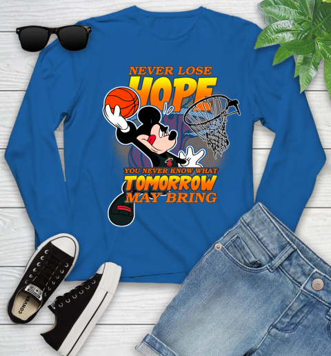 Miami Heat NBA Basketball Mickey Disney Never Lose Hope Youth Long Sleeve 10