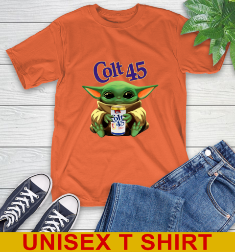 Star Wars Baby Yoda Hugs Colt 45 Beer Shirt 5