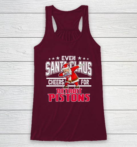 Detroit Pistons Even Santa Claus Cheers For Christmas NBA Racerback Tank 2