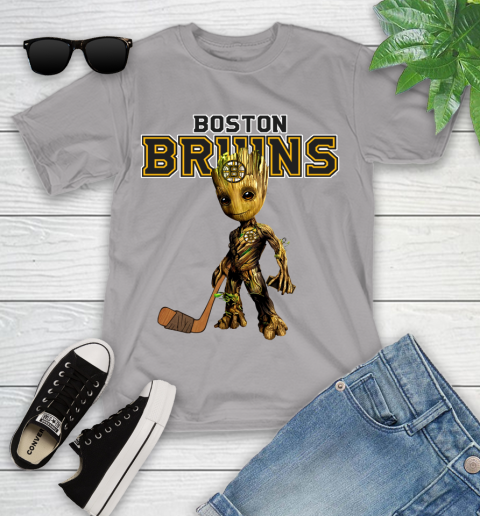 Boston Bruins NHL Hockey Groot Marvel Guardians Of The Galaxy Youth T-Shirt 4