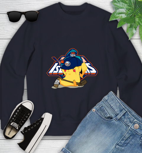 NHL Pikachu Hockey Sports New York Islanders Youth Sweatshirt 3