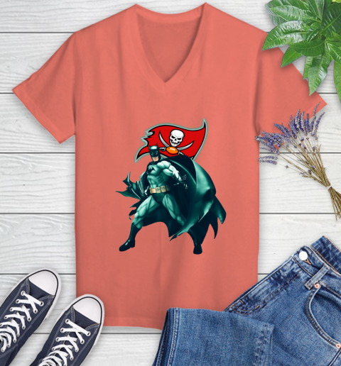 NFL Batman Football Sports Tampa Bay Buccaneers Women's V-Neck T-Shirt 6