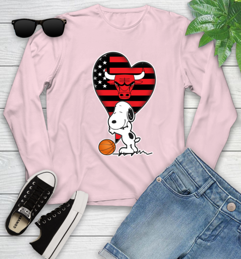 Chicago Bulls NBA Basketball The Peanuts Movie Adorable Snoopy Youth Long Sleeve 10