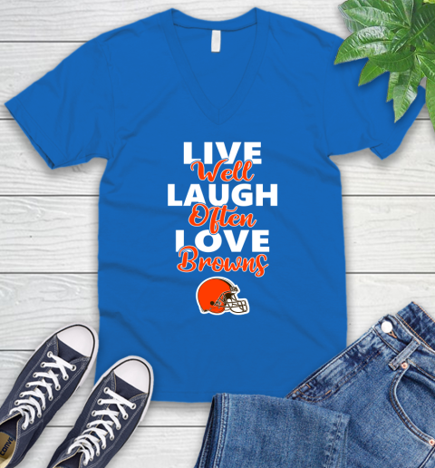 NFL Football Cleveland Browns Live Well Laugh Often Love Shirt V-Neck T-Shirt 5