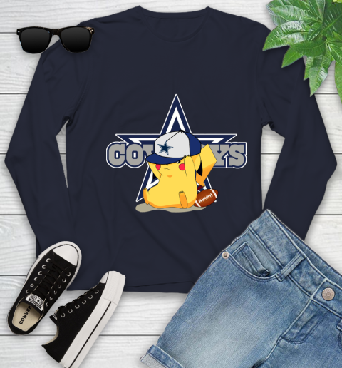 NFL Pikachu Football Sports Dallas Cowboys Youth Long Sleeve 3