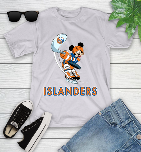 NHL Hockey New York Islanders Cheerful Mickey Mouse Shirt Youth T-Shirt 4