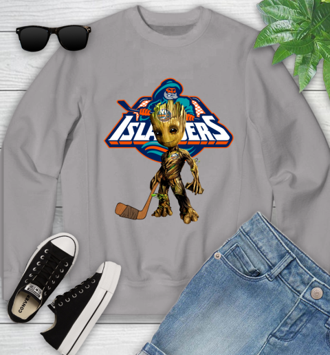 New York Islanders NHL Hockey Groot Marvel Guardians Of The Galaxy Youth Sweatshirt 4