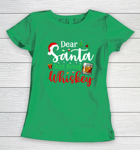Funny Dear Santa Just Bring Whiskey Christmas Pajamas Women's T-Shirt 4