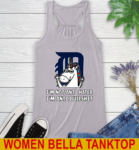 Detroit Tigers MLB Baseball Unicorn I'm Not Anti Hater I'm Anti Bullshit Racerback Tank - Image 6