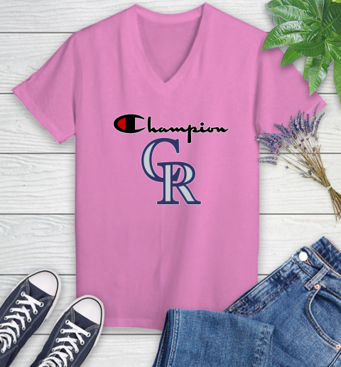 MLB Baseball Colorado Rockies Champion Shirt Women's V-Neck T-Shirt - Image 11