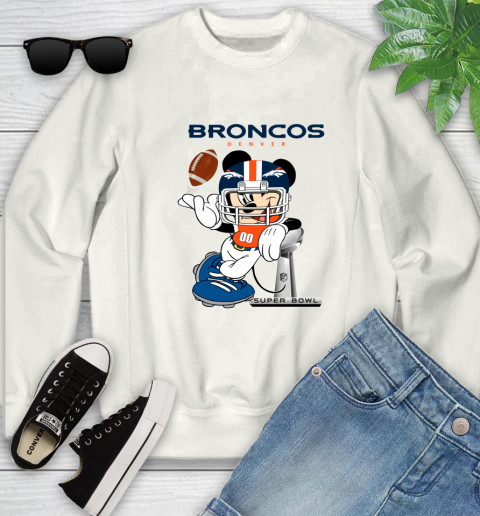 NFL Denver Broncos Mickey Mouse Disney Super Bowl Football T Shirt Youth Sweatshirt