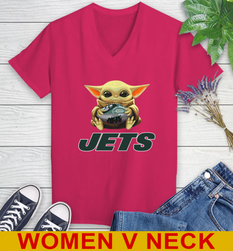 NFL Football New York Jets Baby Yoda Star Wars Shirt Women's V-Neck T-Shirt 10