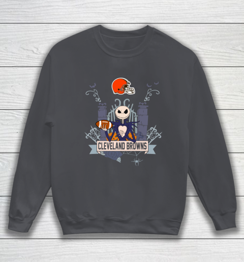 NFL Cleveland Browns Football Jack Skellington Halloween Sweatshirt 4