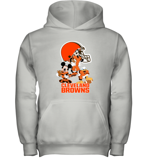 Mickey Donald Goofy The Three Cleveland Browns Football Youth Hoodie
