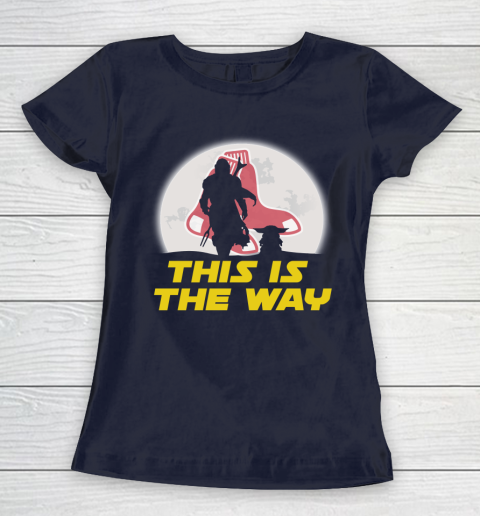 Boston Red Sox MLB Baseball Star Wars Yoda And Mandalorian This Is The Way Women's T-Shirt 2