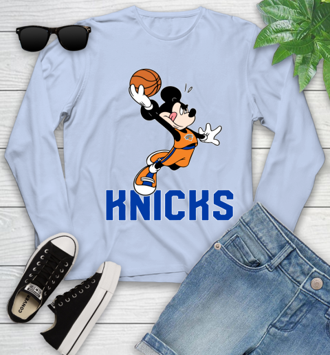 NBA Basketball New York Knicks Cheerful Mickey Mouse Shirt Youth Long Sleeve 9
