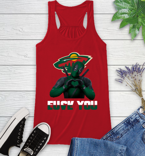 NHL Minnesota Wild Deadpool Love You Fuck You Hockey Sports Racerback Tank 5