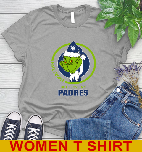 San Diego Padres MLB Christmas Grinch I Hate People But I Love My Favorite Baseball Team Women's T-Shirt 11
