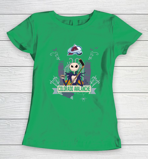 NHL Colorado Avalanche Hockey Jack Skellington Halloween Women's T-Shirt 5