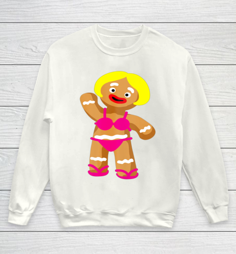 Gingerbread Woman in Bikini Christmas in July Party Youth Sweatshirt