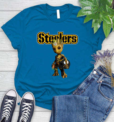 Pittsburgh Steelers NFL Football Groot Marvel Guardians Of The Galaxy Women's T-Shirt 7