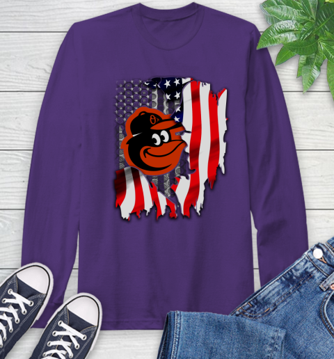 Baltimore Orioles MLB Baseball American Flag Long Sleeve T-Shirt 5