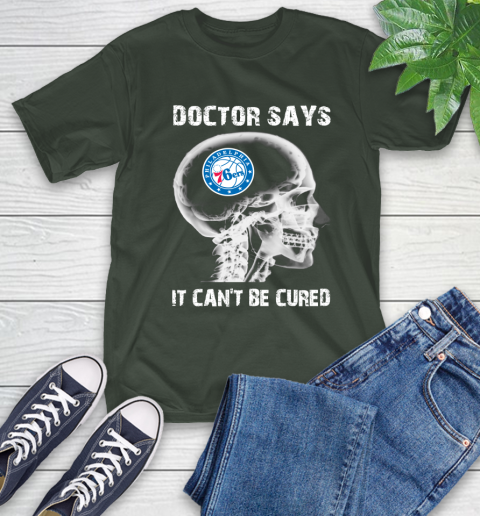 NBA Philadelphia 76ers Basketball Skull It Can't Be Cured Shirt T-Shirt 6