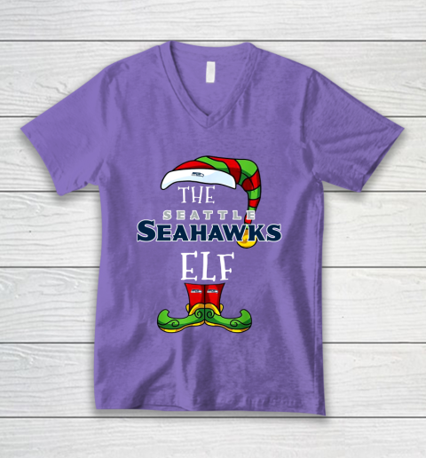 Seattle Seahawks Christmas ELF Funny NFL V-Neck T-Shirt 8
