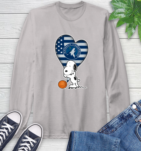 Minnesota Timberwolves NBA Basketball The Peanuts Movie Adorable Snoopy Long Sleeve T-Shirt 12
