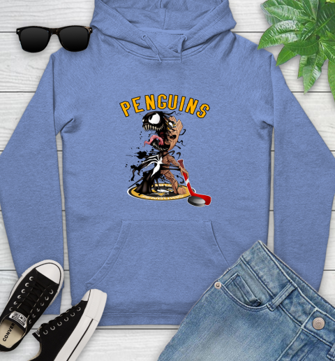 NHL Pittsburgh Penguins Hockey Venom Groot Guardians Of The Galaxy Youth Hoodie 12