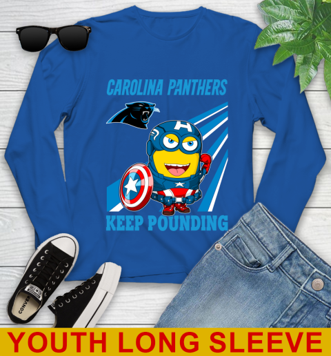 NFL Football Carolina Panthers Captain America Marvel Avengers Minion Shirt Youth Long Sleeve 10