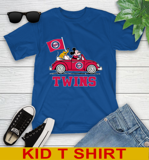 MLB Baseball Minnesota Twins Pluto Mickey Driving Disney Shirt Youth T-Shirt 9