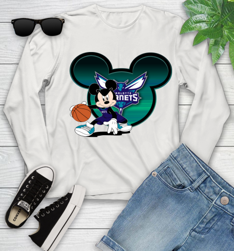 NBA Charlotte Hornets Mickey Mouse Disney Basketball Youth Long Sleeve 12