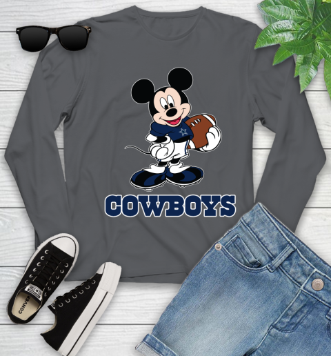 NFL Football Dallas Cowboys Cheerful Mickey Mouse Shirt Youth Long Sleeve 8