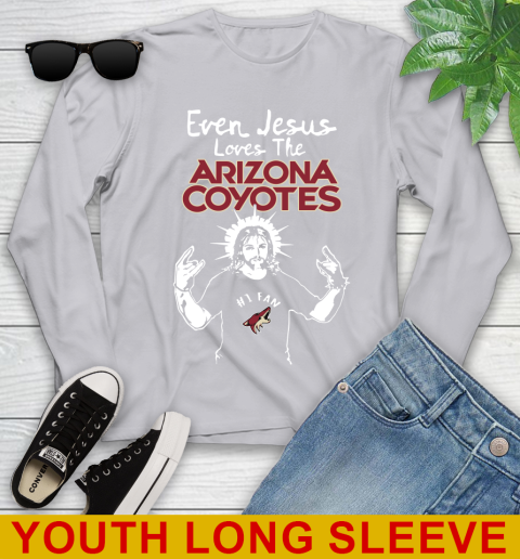 Arizona Coyotes NHL Hockey Even Jesus Loves The Coyotes Shirt Youth Long Sleeve 5