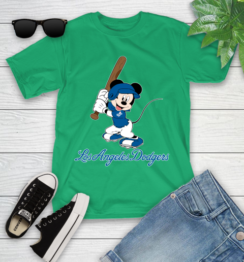 MLB Baseball Los Angeles Dodgers Cheerful Mickey Mouse Shirt Youth T-Shirt 6