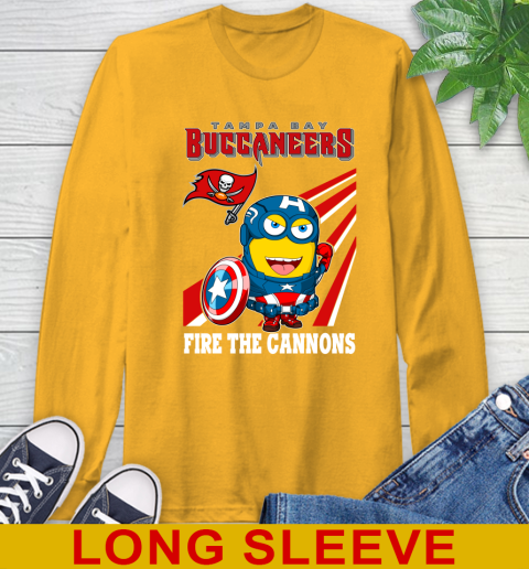 NFL Football Tampa Bay Buccaneers Captain America Marvel Avengers Minion Shirt Long Sleeve T-Shirt 2