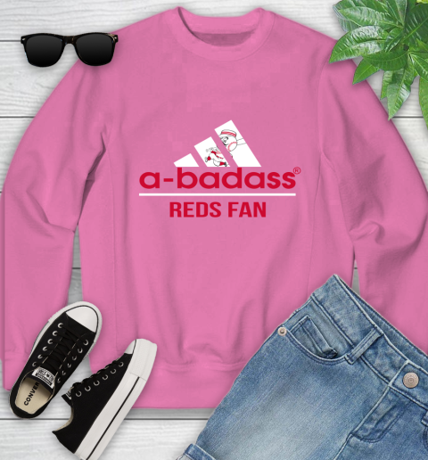 MLB A Badass Cincinnati Reds Fan Adidas Baseball Sports Youth Sweatshirt 6