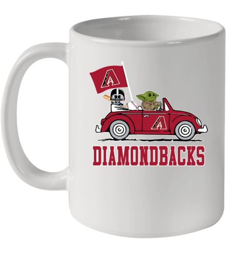 MLB Baseball Arizona Diamondbacks Darth Vader Baby Yoda Driving Star Wars Shirt Ceramic Mug 11oz