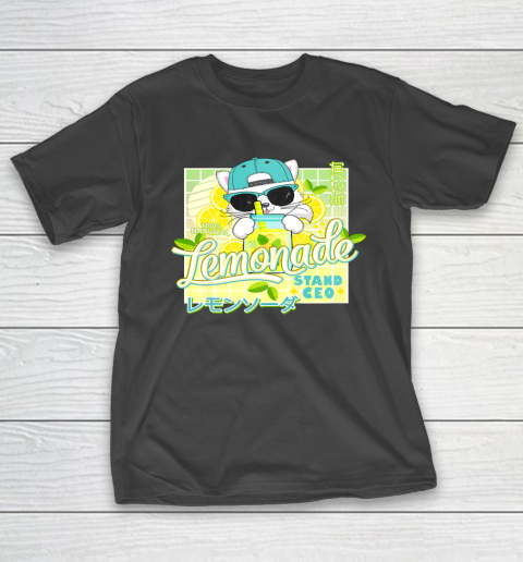 Lemonade Stand CEO Funny Anime Cat Lemon Juice Vaporwave T-Shirt