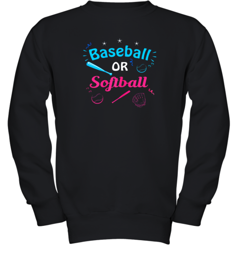 Baseball Or Softball Annoucement Gender Reveal Pink Or Blue Youth Sweatshirt