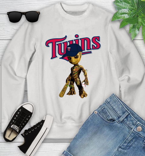 MLB Minnesota Twins Groot Guardians Of The Galaxy Baseball Youth Sweatshirt