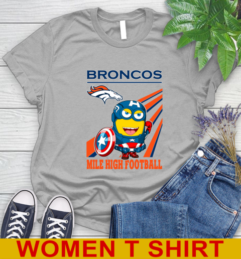 NFL Football Denver Broncos Captain America Marvel Avengers Minion Shirt Women's T-Shirt 5