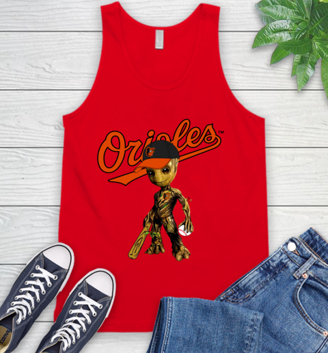 MLB Baltimore Orioles Groot Guardians Of The Galaxy Baseball Tank Top 6