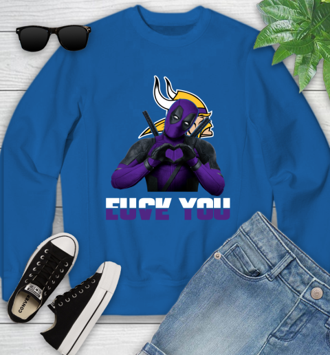 NHL Minnesota Vikings Deadpool Love You Fuck You Football Sports Youth Sweatshirt 7