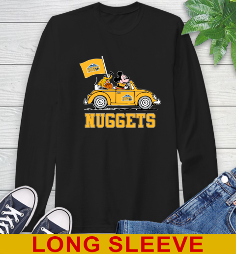 NBA Basketball Denver Nuggets Pluto Mickey Driving Disney Shirt Long Sleeve T-Shirt 2